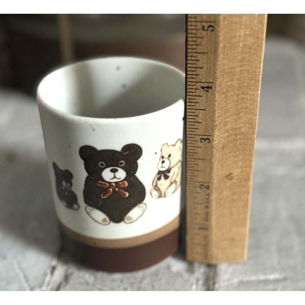 Otigari Vintage Teddy Bears Mug Brown Speckled Glazed Brown 5 Bear Design - Picture 5 of 6